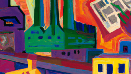 An oil painting in the style of Henri Matisse of the political economy of artificial intelligence and the news